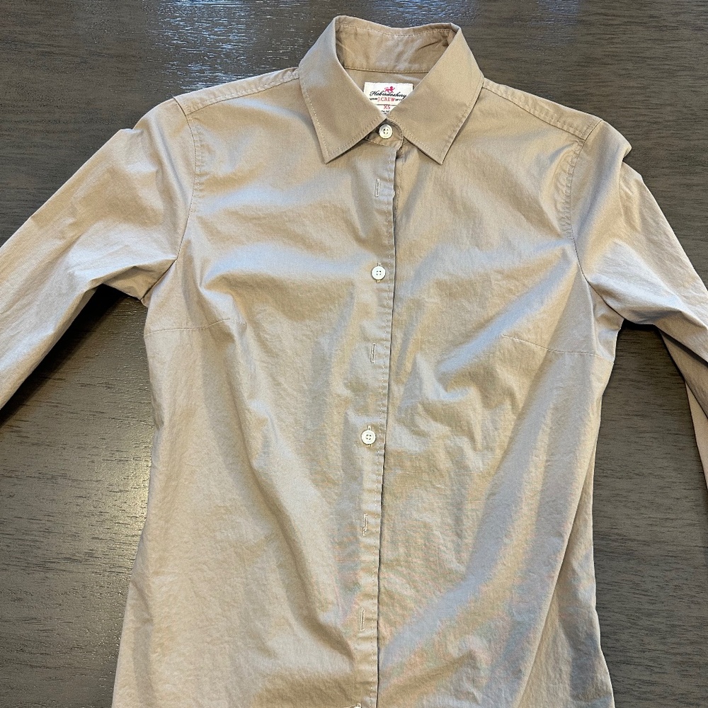 Women's light taupe JCrew dress shirt